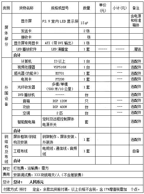 室內(nèi)LED顯示屏價(jià)格哪幾部分組成—附報(bào)價(jià)表參考