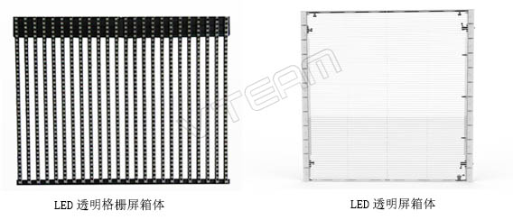 威特姆光電LED透明屏和LED格柵屏箱體對比